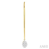 1/2 Ctw Oval Shape Dangler Lovebright Round Cut Diamond Earring in 14K Yellow and White Gold
