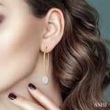 1/2 Ctw Oval Shape Dangler Lovebright Round Cut Diamond Earring in 14K Yellow and White Gold
