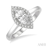 1/6 Ctw Marquise Shape Round Cut Diamond Semi-Mount Engagement Ring in 14K White Gold