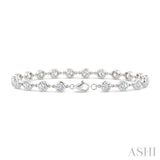 1/2 Ctw Bezel Set Round Cut Diamond Station Bracelet in 14K White Gold