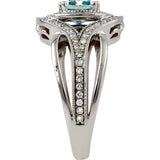 Gems of Distinction Collection's 14k White Gold 1.20ct Irridiated Blue Diamond & 1.67ctw White Diamond Accents