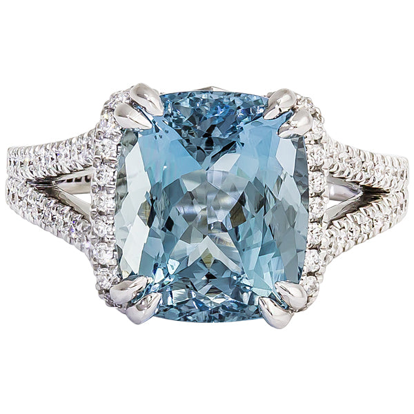 Gems of Distinction Collection's 14k White Gold 5.57ct Aquamarine & .44ctw Diamond Ring