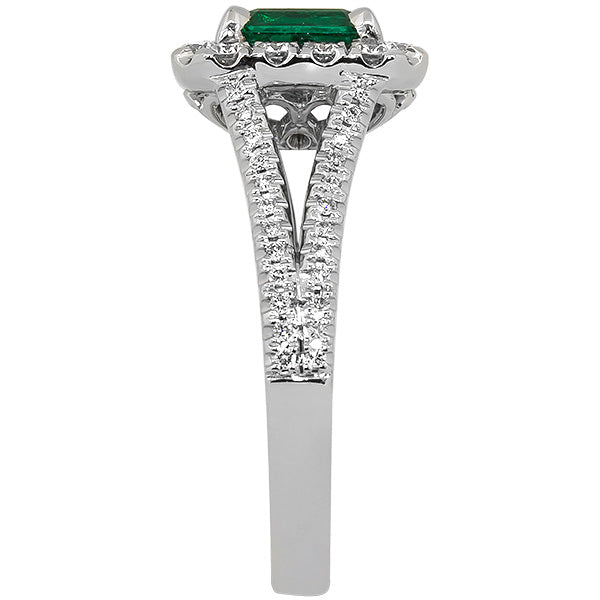 Gems of Distinction Collection's 18K White Gold 1.18ct Emerald & .56ctw Diamond Ring