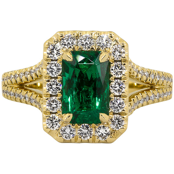 Gems of Distinction Collection's 18K Yellow Gold 1.48ct Emerald & .50ctw Diamond Ring