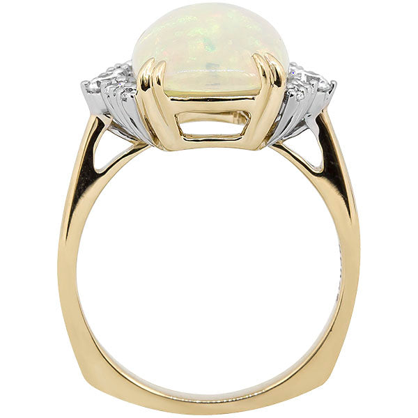 Gems of Distinction Collection's 14k Yellow Gold 3.69ct Ethiopian Opal & .35ctw Diamond Euro Shank Ring