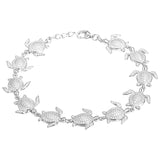 Life@Sea Genuine Sterling Silver & Pave Cubic Zirconia Sea Turtle Bracelet with Sandblasted Shell