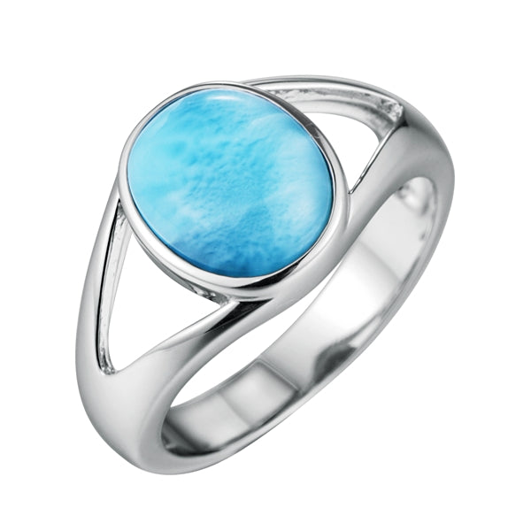 Life@Sea Genuine Sterling Silver Oval Larimar Ring