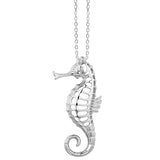 Life@Sea Genuine Sterling Silver Hollow Seahorse Pendant Necklace with Cubic Zirconia Accent