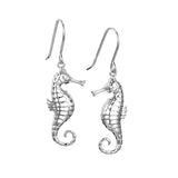 Life@Sea Genuine Sterling Silver Hollow Seahorse Dangle Earrings with Cubic Zirconia Accent