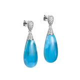 Life@Sea Genuine Sterling Silver & Larimar Teardrop Stud Dangle Earrings with Pave Cubic Zirconia Accents