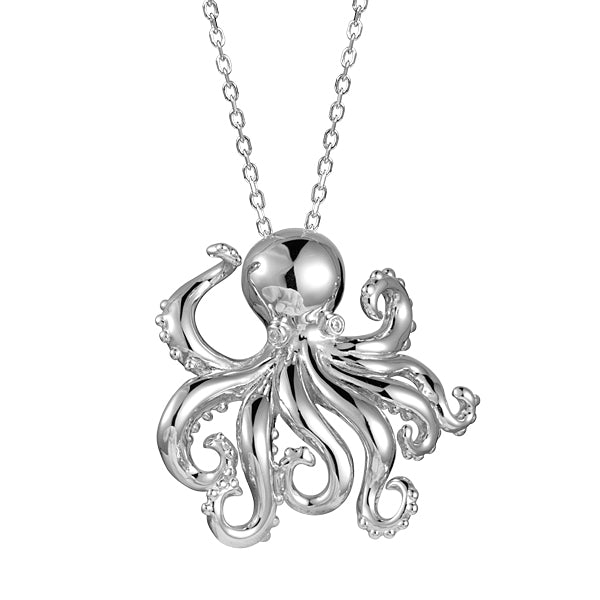 Life@Sea Genuine Sterling Silver Polished Octopus Pendant Necklace