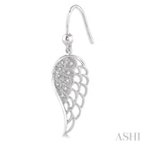 1/20 Ctw Round Cut Diamond Angel Wings Diamond Earrings in Sterling Silver