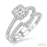 5/8 Ctw Diamond Wedding Set with 1/2 Ctw Princess Cut Engagement Ring and 1/6 Ctw Wedding Band in 14K White Gold