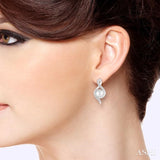 6.5 MM Round Shape Cultured Pearls and 1/20 Ctw Round Cut Diamond Earrings in Sterling Silver