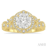 5/8 Ctw Diamond Lovebright Engagement Ring in 14K Yellow and White Gold