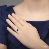7x5 MM Pear Shape Amethyst and 1/6 ctw Round Cut Diamond Ring in 10K White Gold