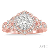 5/8 Ctw Diamond Lovebright Engagement Ring in 14K Rose and White Gold