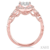 5/8 Ctw Diamond Lovebright Engagement Ring in 14K Rose and White Gold