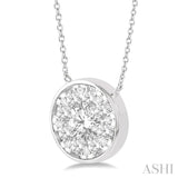 3/4 Ctw Round Shape Lovebright Diamond Pendant With Chain in 14K White Gold