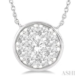 3/4 Ctw Round Shape Lovebright Diamond Pendant With Chain in 14K White Gold