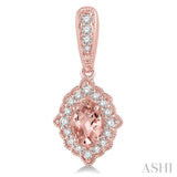 5x3 MM Oval Shape Morganite and 1/4 Ctw Round Cut Diamond Semi-Precious Earrings in 10K Rose Gold