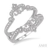 1/4 Ctw Oval Fleur De Lis Round Cut Diamond Insert Ring in 14K White Gold