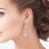 1/2 Ctw Pear Shape Dangler Lovebright Round Cut Diamond Earrings in 14K White Gold