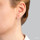 1/3 Ctw Oval Shape Dangler Lovebright Round Cut Diamond Earrings in 14K White Gold