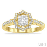 1/3 Ctw Star Shape Lovebright Round Cut Diamond Ring in 14K Yellow and White Gold