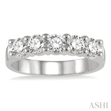1 ctw Round Cut Diamond 5 Stone Wedding Band in 14K White Gold