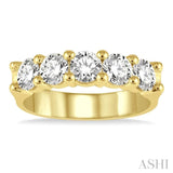 1 1/2 Ctw 5 Stone Round Cut Diamond Wedding Band in 14K Yellow Gold