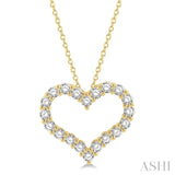 2 Ctw Heart Shape Round Cut Diamond Pendant With Chain in 14K Yellow Gold
