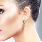 1/4 Ctw Round Cut Diamond Hoop Earrings in Sterling Silver