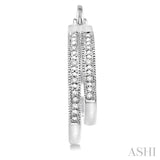 1/10 Ctw Round Cut Diamond Double Row Earrings in Sterling Silver