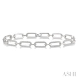 1 Ctw Round Cut Diamond Paperclip Bracelet in 14K White Gold