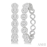 2 Ctw Lovebright Round Cut Diamond Hoop Earrings in 14K White Gold