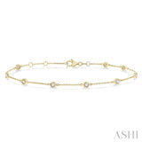 1/2 Ctw Circular Mount Round Cut Diamond Station Bracelet in 14K Yellow Gold