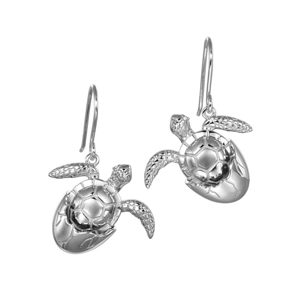 Life@Sea Genuine Sterling Silver Hatchling Sea Turtle Dangle Earrings with Synthetic Opal Accents