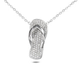 Life@Sea Genuine Sterling Silver & Pave Cubic Zirconia Flip-Flop Pendant Necklace