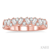 5/8 Ctw Zigzag Baguette and Round Cut Diamond Ring in 14K Rose Gold