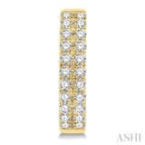 1/3 Ctw Twin Row Round Cut Diamond Petite Fashion Huggie Earrings in 14K Yellow Gold