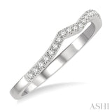 1/6 ctw Arched Chevron Round Cut Diamond Wedding Band in 14K White Gold