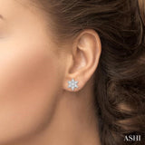 1/6 ctw Floral Round Cut Diamond Petite Fashion Earring in 10K White Gold