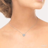 1/10 ctw Heart Charm Round Cut Diamond Petite Fashion Pendant With Chain in 10K White Gold