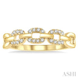 1/10 Ctw Round Cut Diamond Paperclip Ring in 10K Yellow Gold