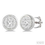 1/3 Ctw Lovebright Round Cut Diamond Bezel Stud Earrings in 14K White Gold