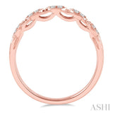 1/10 Ctw Marquise Shape Lattice Round Cut Diamond Wedding Band in 14K Rose Gold