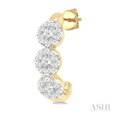 3/8 Ctw Lovebright Round Cut Diamond Half Hoop Earrings in 14K Yellow and White Gold