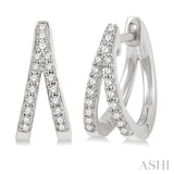 1/5 Ctw Split Round Cut Diamond Huggie Petite Earrings in 14K White Gold
