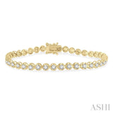 3 Ctw Round Cut Diamond Illusion Tennis Bracelet in 14K Yellow Gold